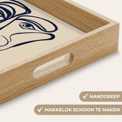 Minimalistisch - Lijnillustratie - Beige - Donkerblauw Dienblad Rechthoek middel -USP_HandgreepNL