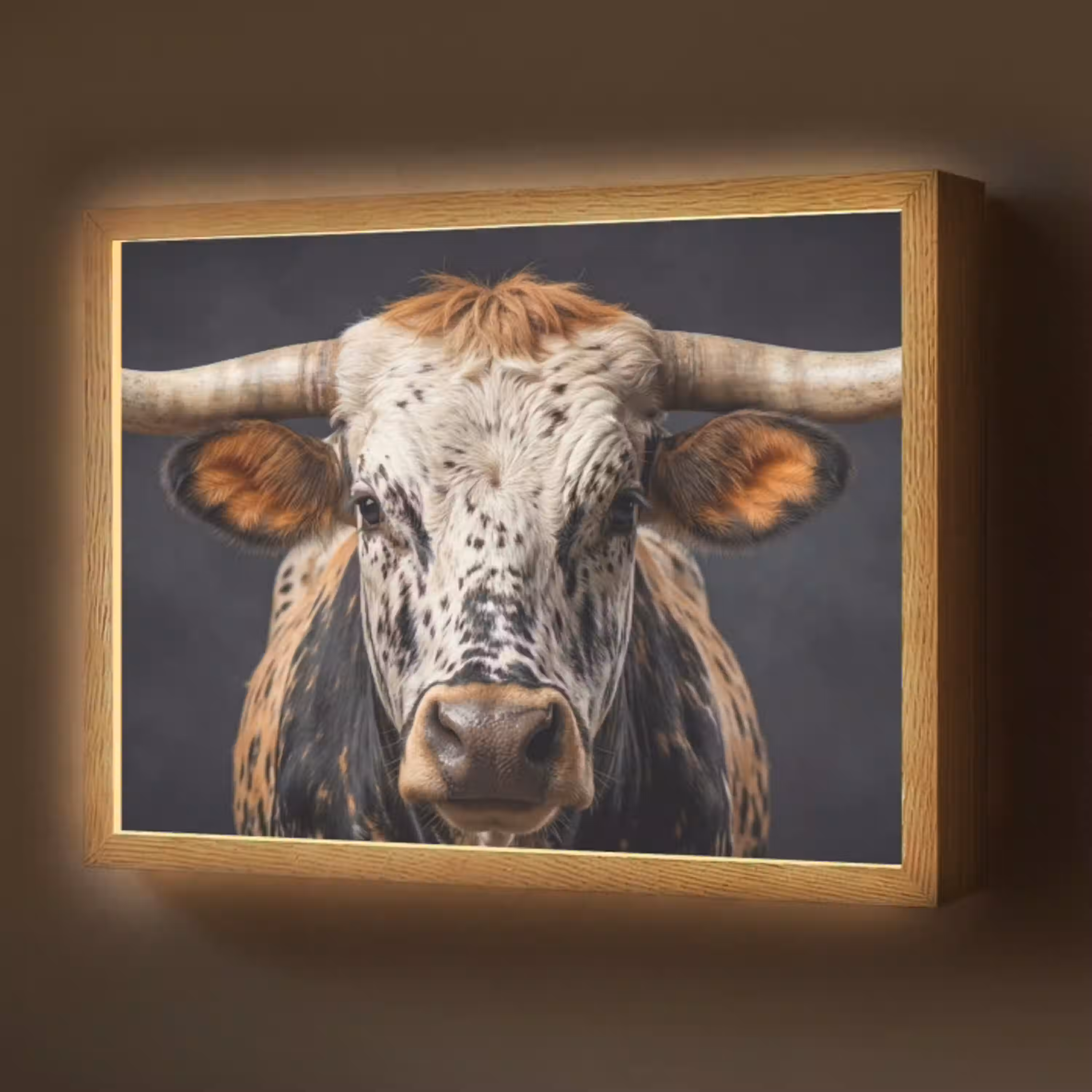 Stier - Kleurrijk - Hoorns Light Box met batterij (Wandlamp) middel -z3d_website