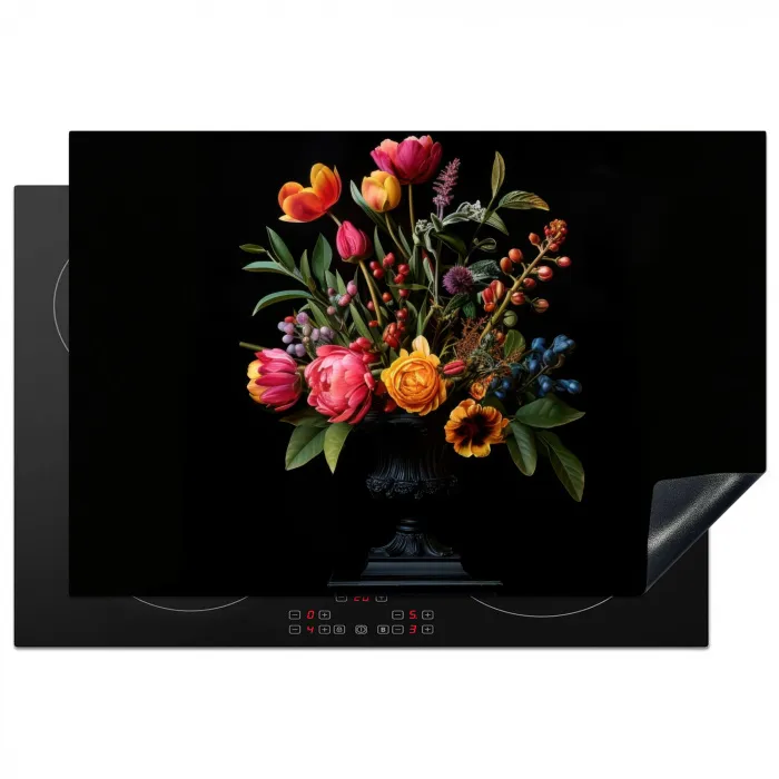 Tulpen - Bessen - Boeket - Vaas Inductie beschermer vinyl 3mm klein -3d