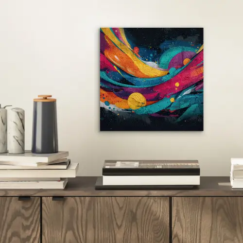 Banen - Golven - Kleurrijk - Abstract aluminium wit klein -sfeer1