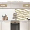 Lijnen - Golvend - Crème keuken achterwand 2 middel 871 -voor-na2_NL