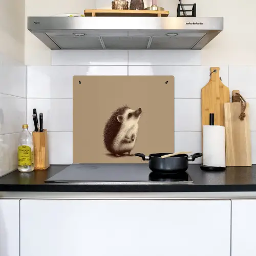 Egel - Snuitje - Bruin - Stekels Inductie beschemer met haakjes middel -sfeer2