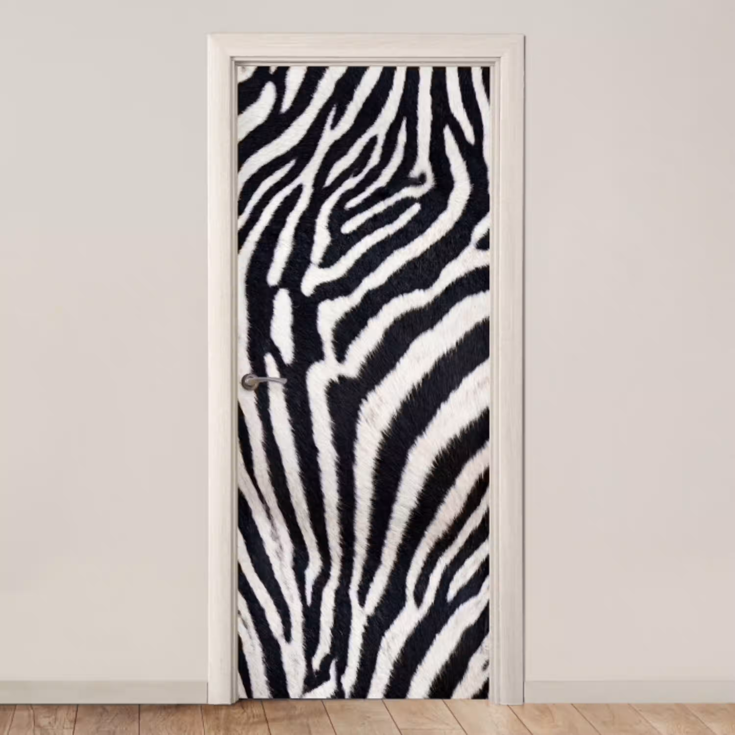 Zebra - Vacht - Klassiek - Zwart - Wit deurposter klein -3d_beige