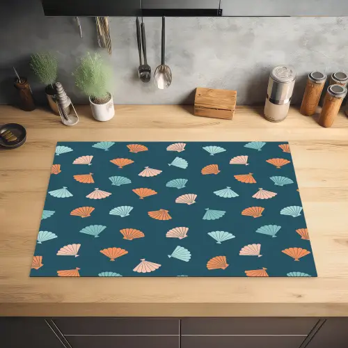 Zee - Dieren - Donkerblauw - Schelpen Inductie beschermer vinyl 3mm klein 276 -sfeer5