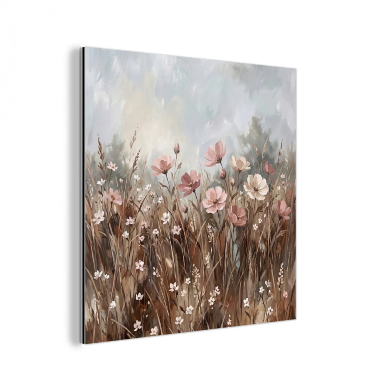 Bloemen - Botanisch - Schilderij - Pastel - Rustiek aluminium wit klein -3d