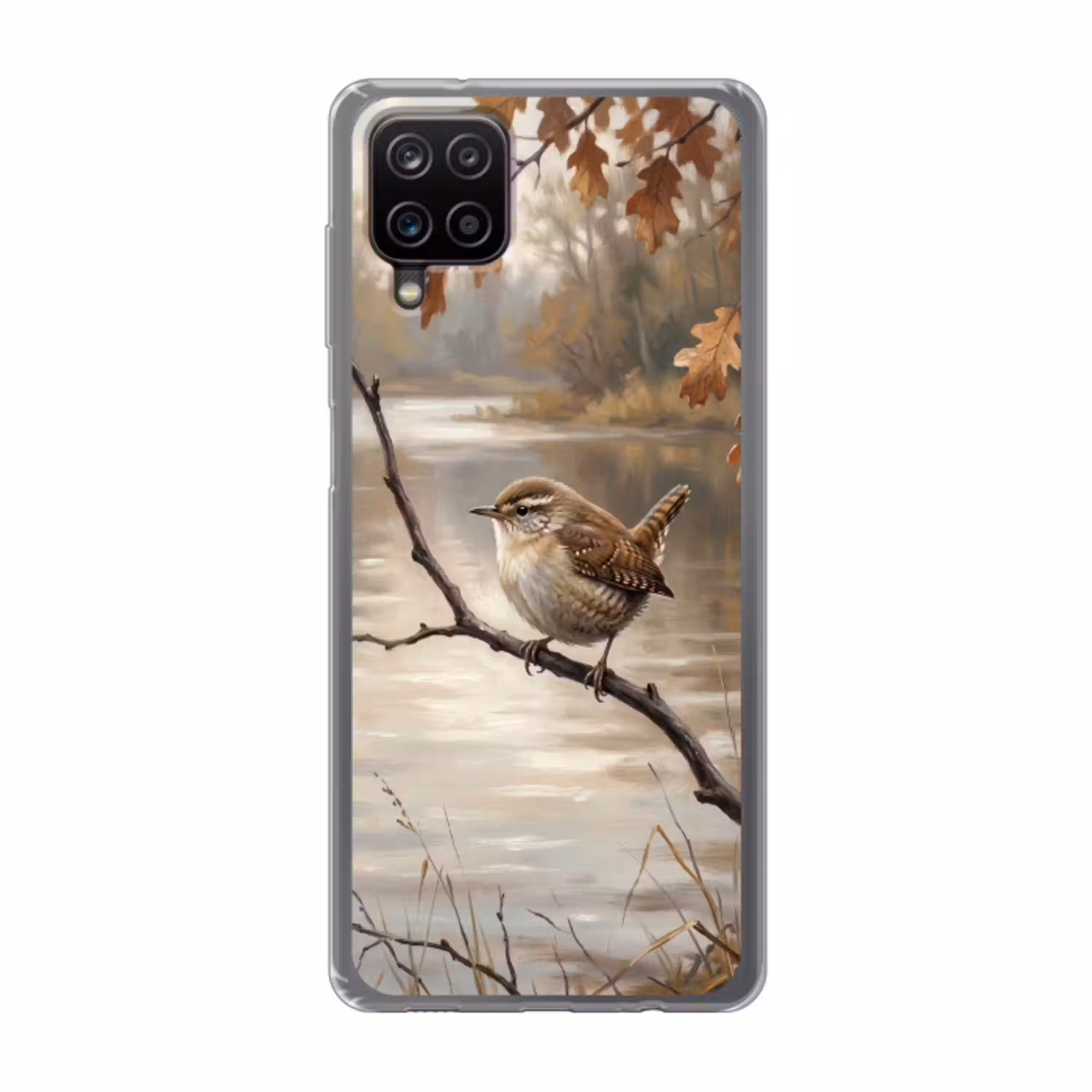 Winterkoninkje - Tak - Rivier - Natuur - Sfeervol Telefoonhoesje Samsung Galaxy A12 klein -3d