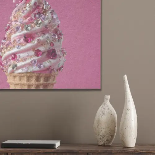 Softijs - Edelstenen - Roze - Hoorntje PET vilt klein -sfeer6_closeup