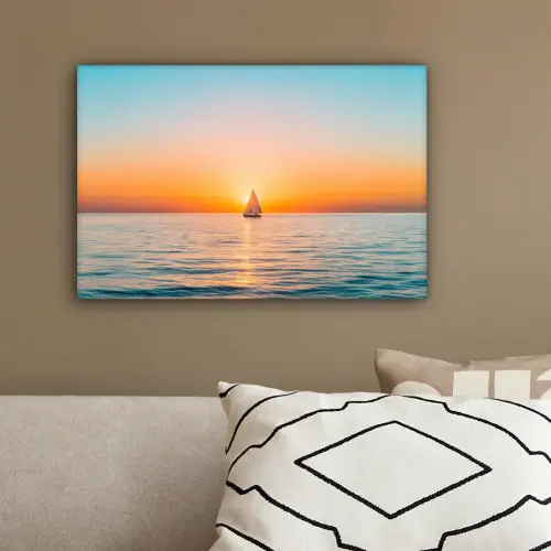 Zee - Zeilboot - Zonsondergang canvas 2cm klein -sfeer3
