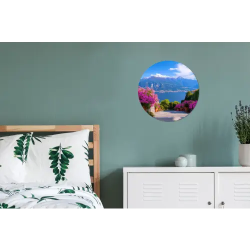 Lake Como - Italië - Landschap Wandcirkel aluminium klein -slaapkamer