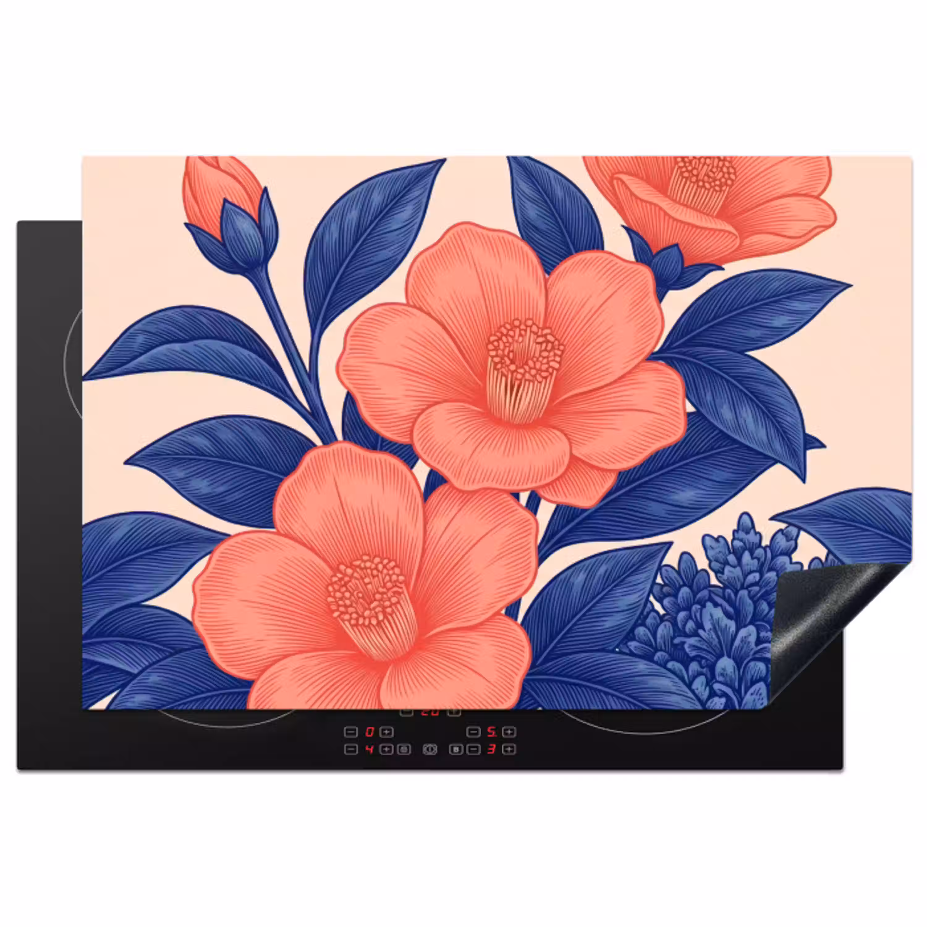 Bloemen - Bladeren - Botanisch Inductie beschermer vinyl 3mm klein -3d