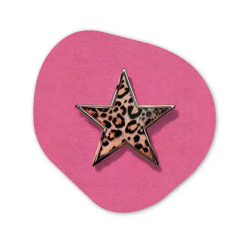 Ster - Luipaard - Print - Roze Wandcirkel Organisch Plexiglas middel -3d
