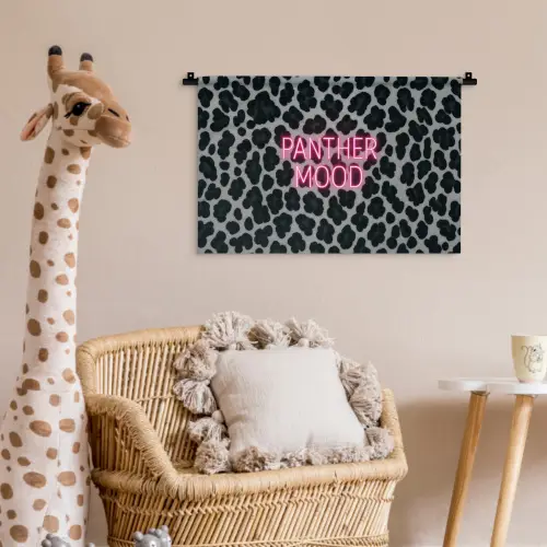 Panterprint - Zwart - Neonletters - Roze Wandkleed katoen klein -wsfeer5_kind