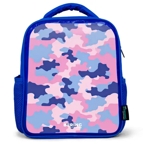 Camouflage - Roze - Blauw Kinderrugzak - Blauw middel -3d