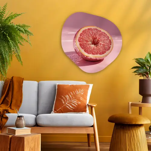Grapefruit - Roze - Disco - Shiny Wandcirkel Organisch Plexiglas middel -sfeer4
