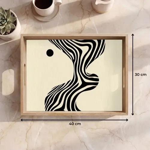 Beige - Lijnen - Golvend -  Abstract Dienblad Rechthoek middel -USP_Formaat