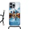Bomen Frankfurt- Stad - Skyline - Brug Hoesje iPhone 16 Pro Max met koord klein -3d
