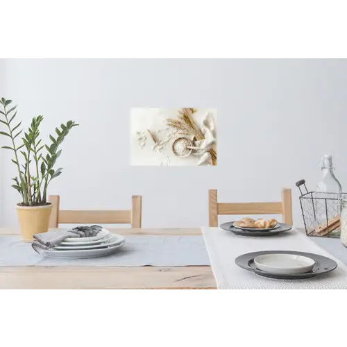 Bloem - Hout - Tarwe Muursticker klein -eettafel