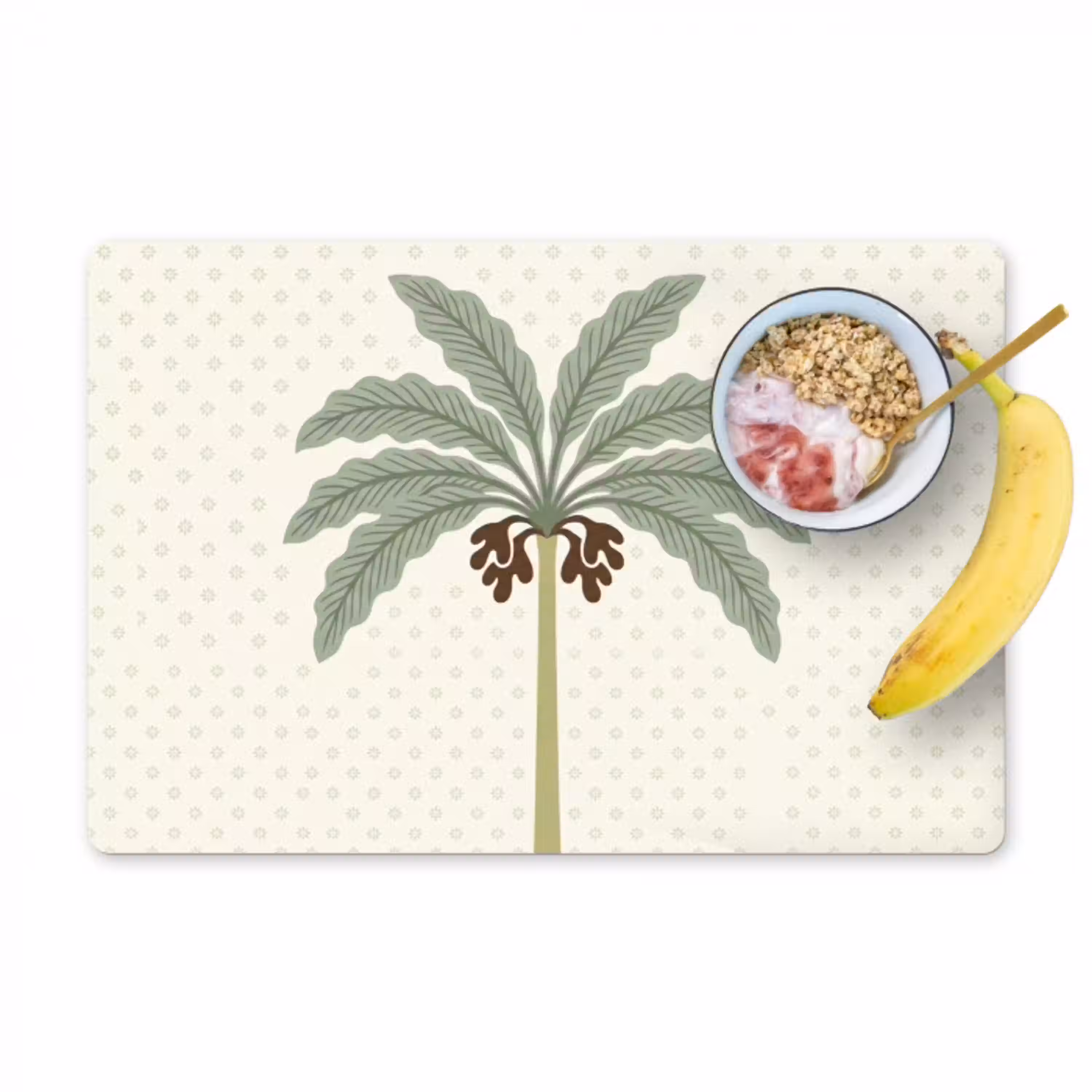Boom - Bladeren - Groen - Decoratief - Beige Placemat vinyl groot -zzzproduct_Kitchenyeah-website