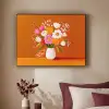 Vaas - Bloemen - Oranje Textielframe zwart klein -sfeer1