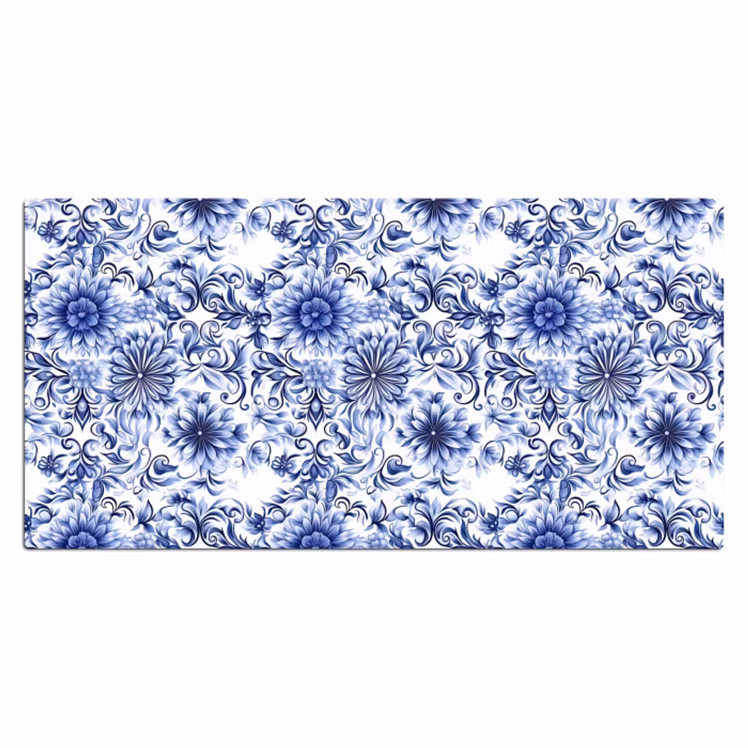 Schreibtischunterlage - Blumen - Blau - Muster - Weiß
