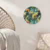 Geel - Bloemen - Groen - Bladeren Wandcirkel kunststof plaat 5mm dik klein 188 -sfeer5