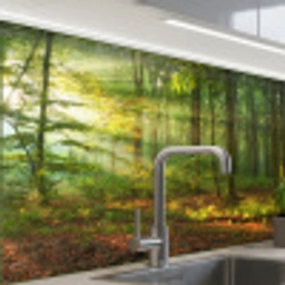 Zon - Bos - Bomen - Natuur - Herfst keuken achterwand 2 middel -zzzz3d_schuin