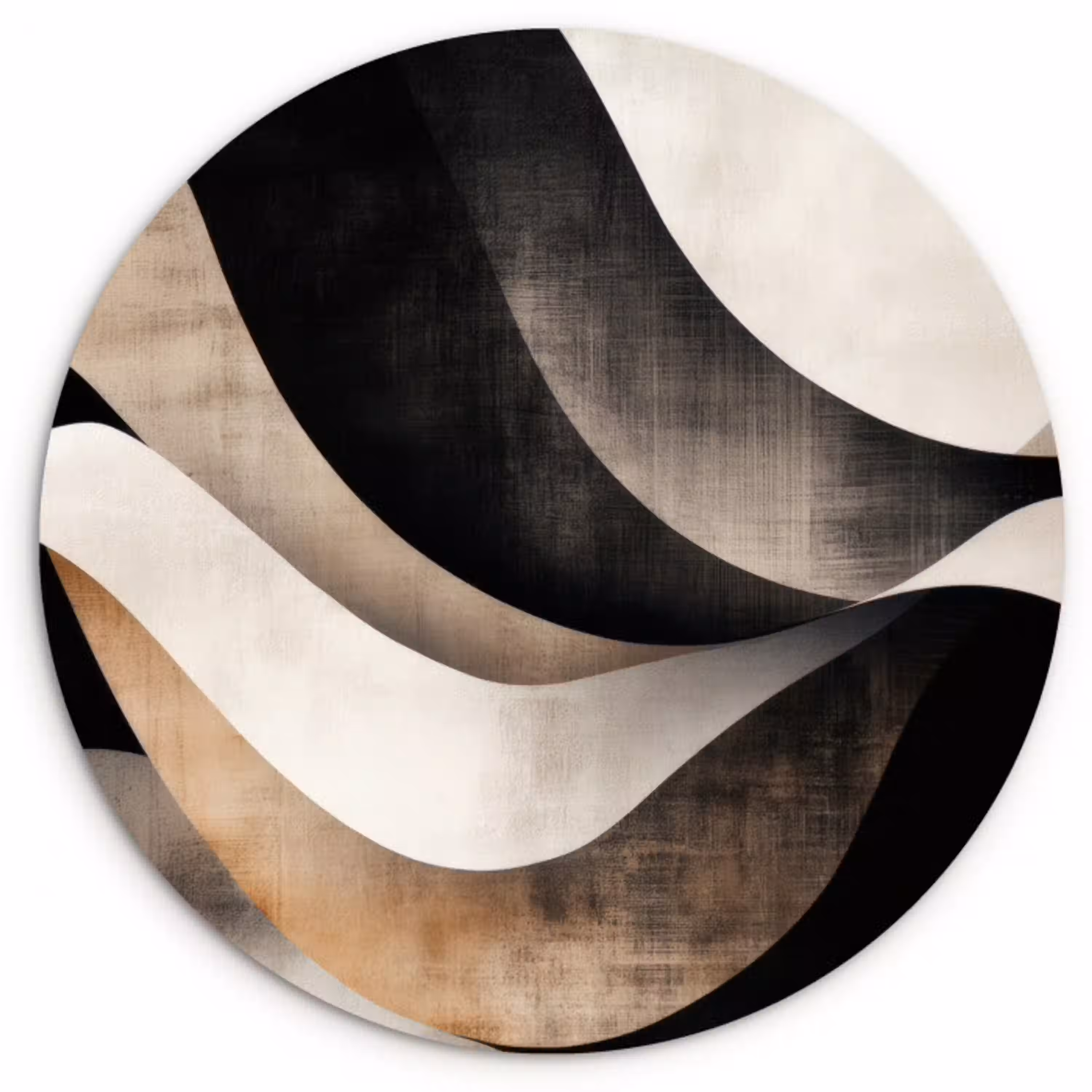 Abstract - Golven - Zwart - Verweerd Wandcirkel plexiglas klein -3d