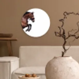 Paard - Springen - Modern Wandcirkel kunststof plaat 5mm dik klein -sfeer1