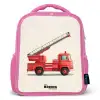 Brandweerwagen - Getekend - Rood Kinderrugzak - Roze middel -3d