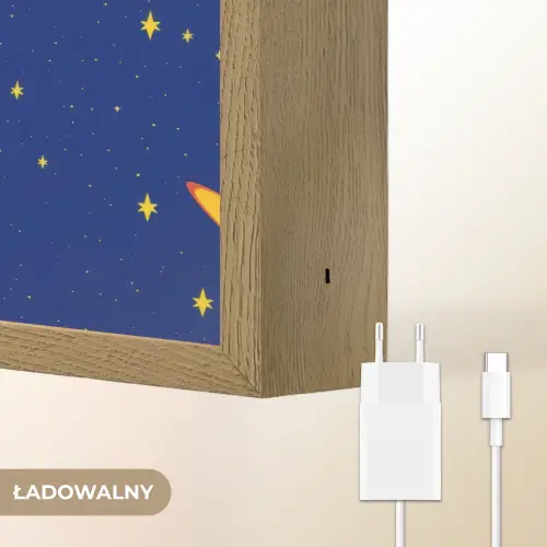 Kleurrijk - Raket - Ruimte Light Box met batterij (Wandlamp kind) middel -USP_websiteoplaadbaarNL