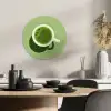 Minimalistisch - Kopjes - Matcha -Groen KitchenYeah - Keuken - Wandcirkel Forex klein -sfeer2