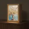 Boom - Blauw - Goud - Abstract - Modern Light Box met kabel (Tafellamp) klein -z3d_website