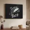 Taco - Kruiden - Witte krijtstijl - Tekst Textielframe zwart klein -sfeer3