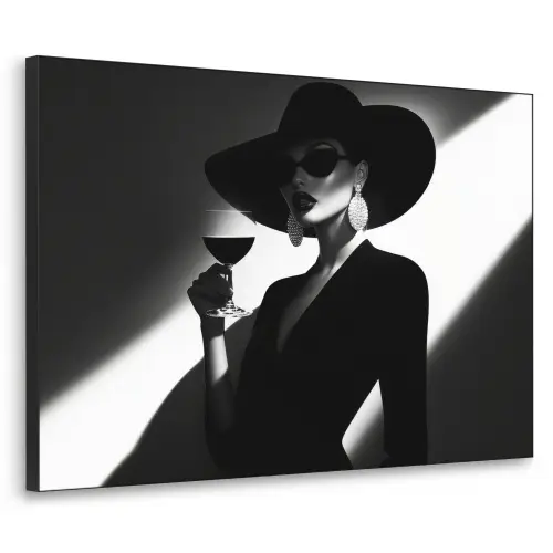 Vrouw - Wijn - Chic Textielframe zwart klein -3d