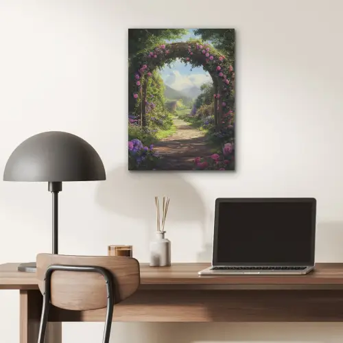Doorkijk - Rozenboog - Uitzicht - Landschap - Bloemen PET vilt klein -sfeer5
