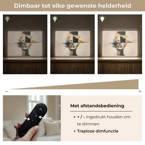Goud - Vrouw - Rechthoeken Light Box met batterij (Wandlamp) middel -USP_dimbaarNL