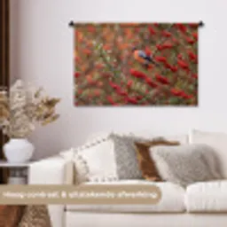 Goudvink - Bessen - Herfst - Natuur - Kleurrijk Wandkleed katoen middel -sfeer1