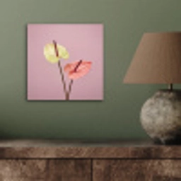 Bloemen - Anthuriums - Geel - Roze aluminium wit klein -sfeer2