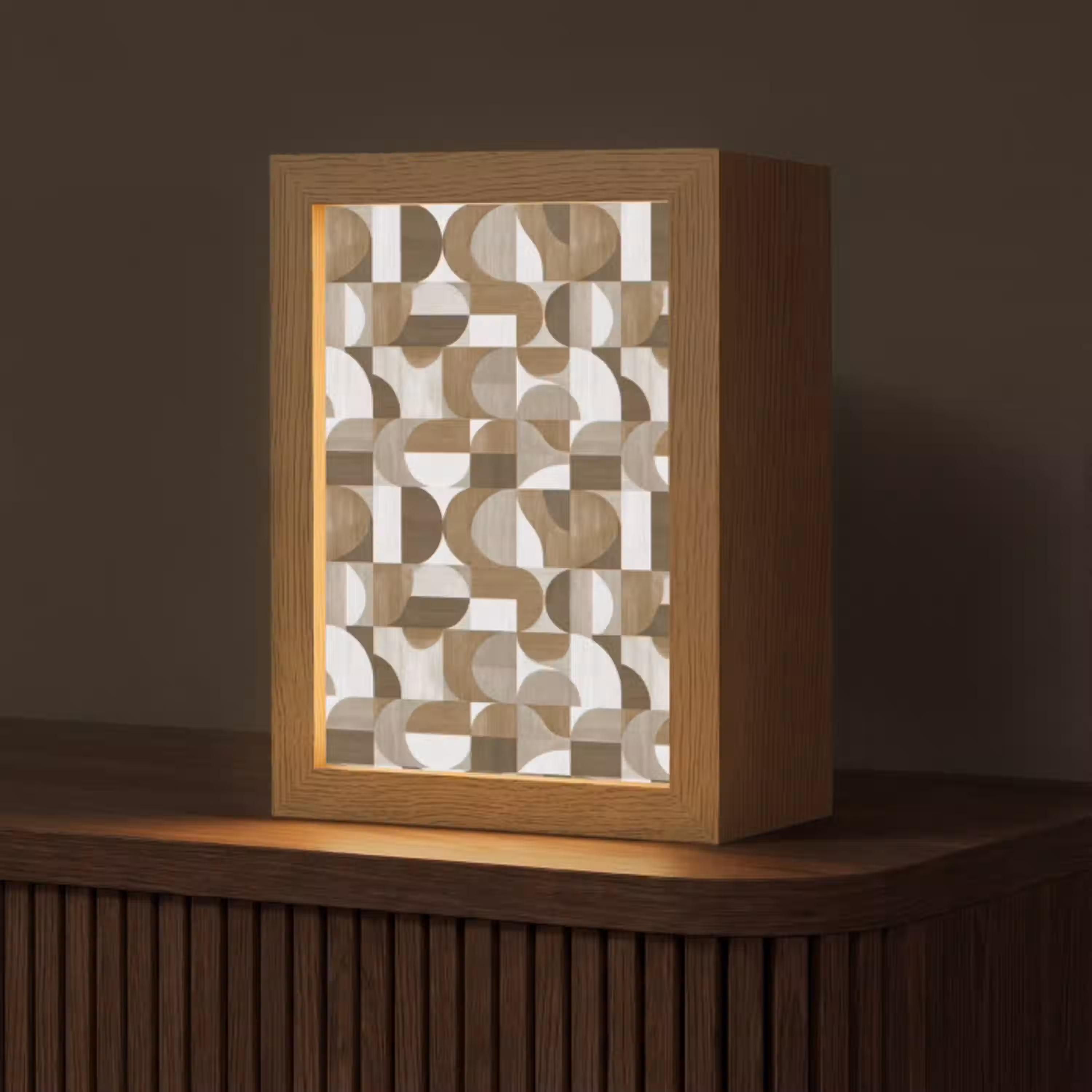 Abstract - Retro - Bruin Light Box met kabel (Tafellamp) klein 925 -z3d_website