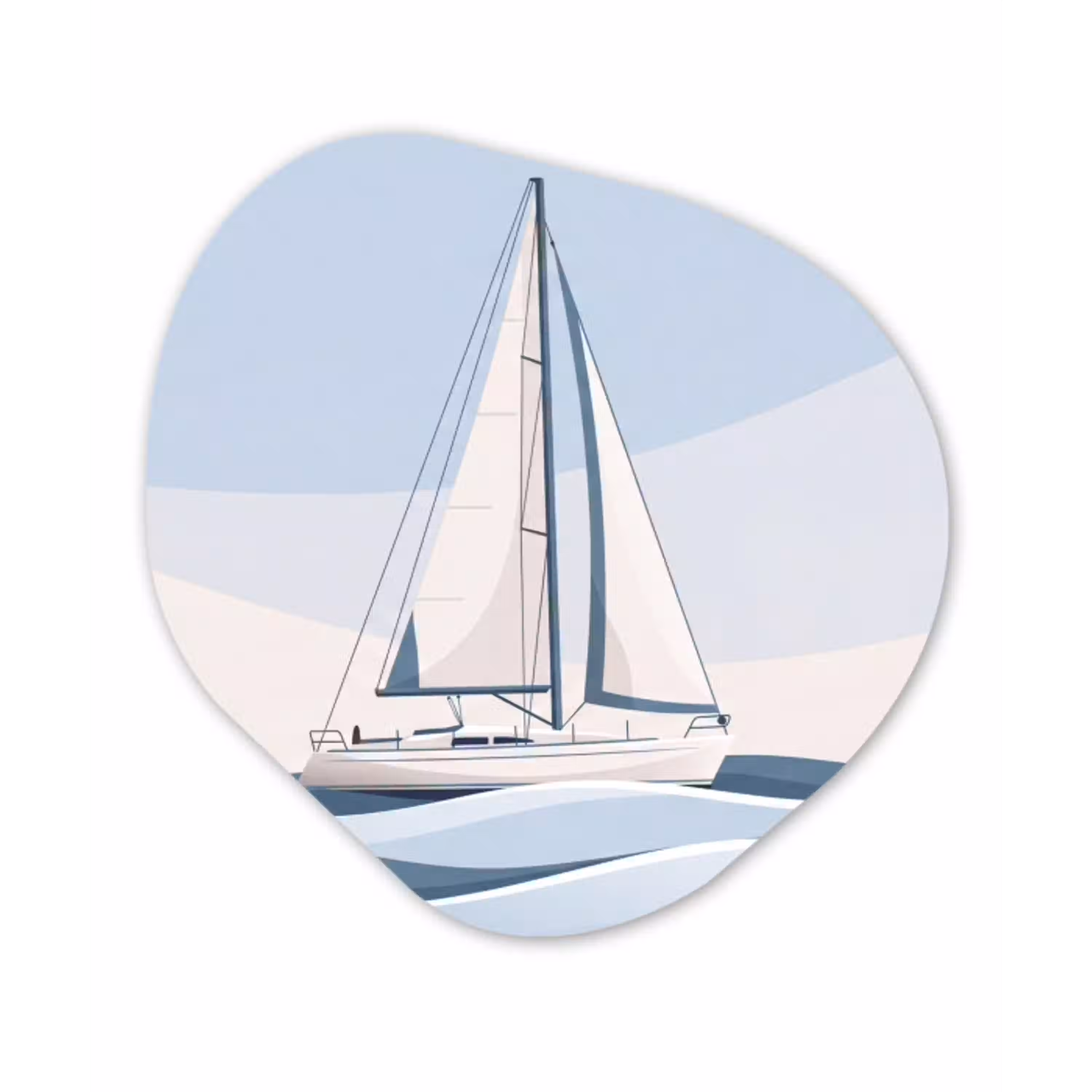 Boot - Zeil - Zee - Modern - Beige Wandcirkel Organisch Aluminium middel -3d