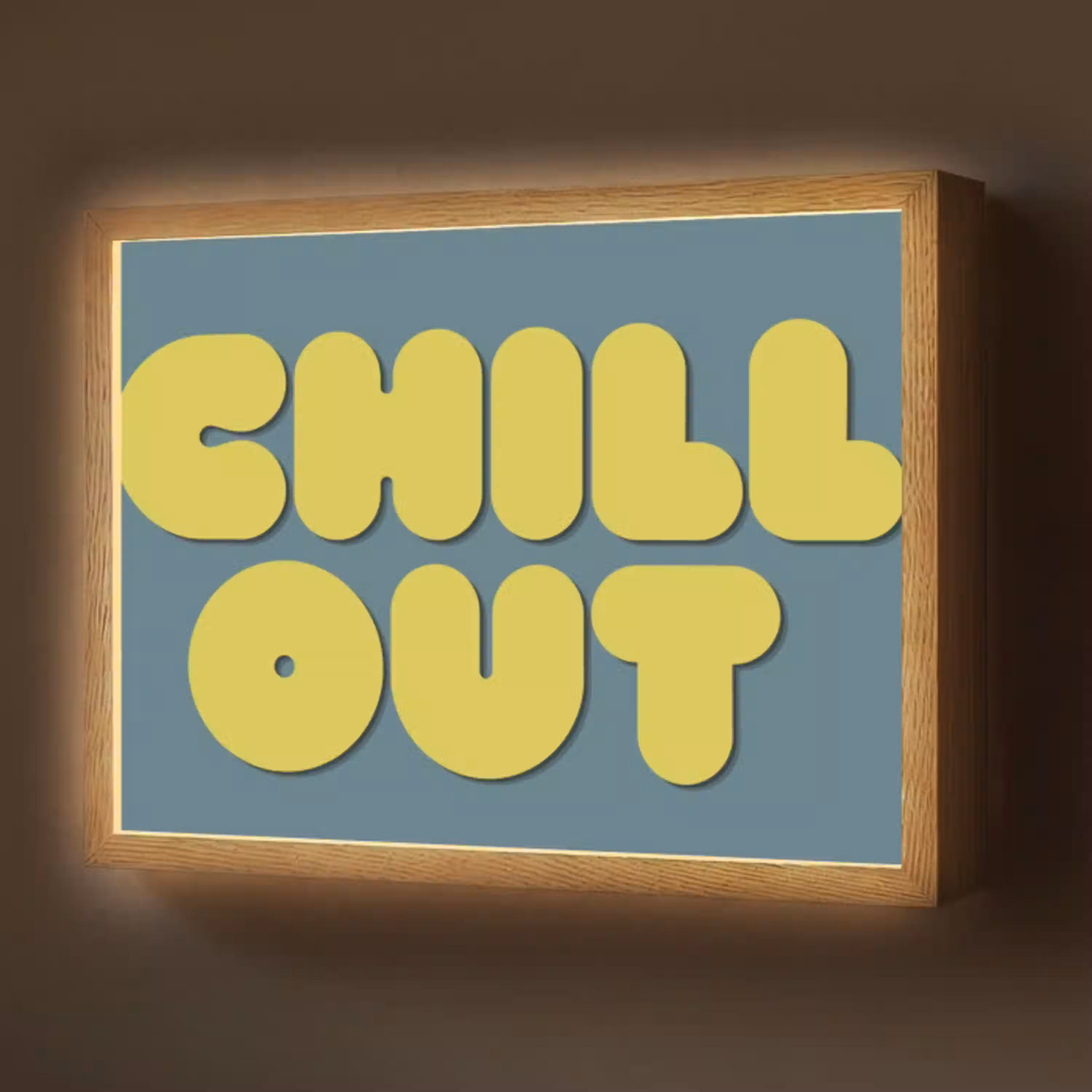 Chill out - Geel - Blauw Light Box met batterij (Wandlamp) middel -z3d_website