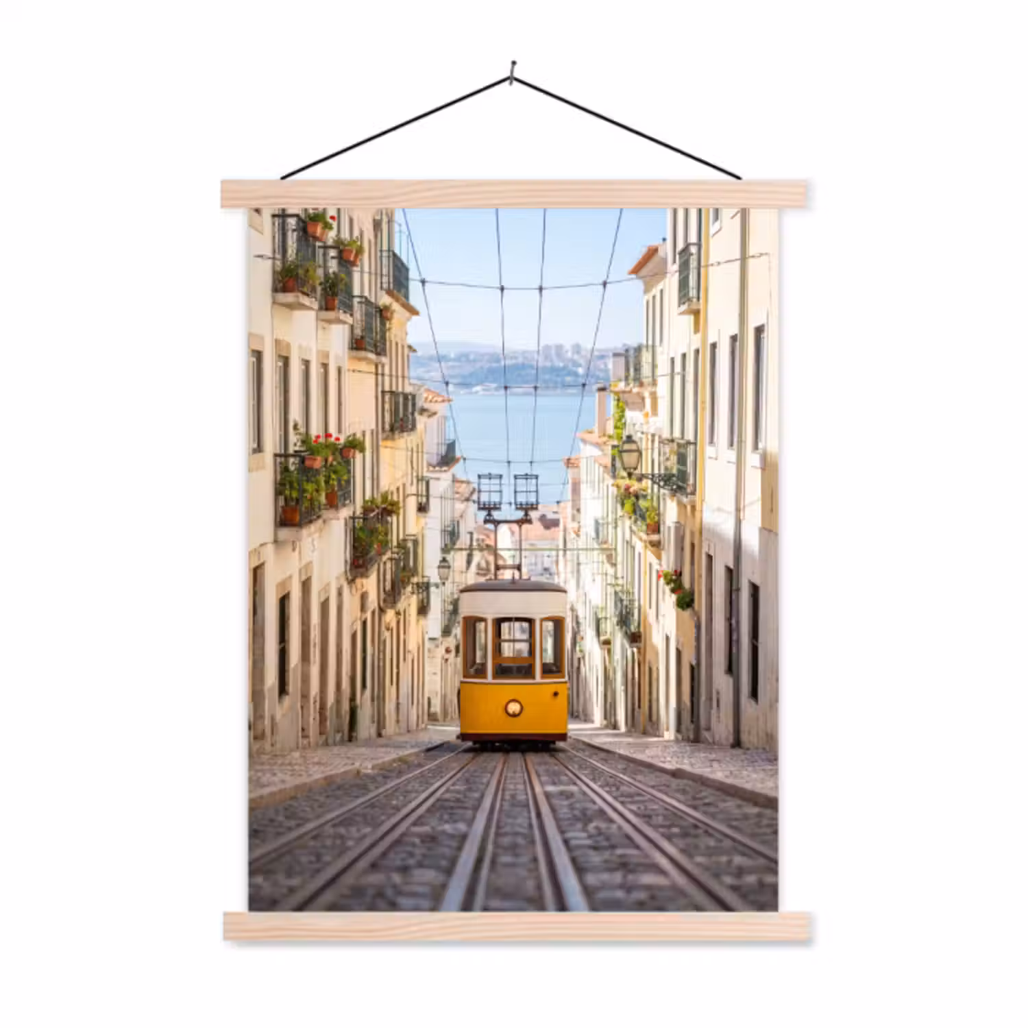 Hanging Poster - Tram - Street - City - Architecture - Yellow