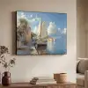 Zeilschip - Huizen - Kade - Zee Textielframe zwart klein -sfeer3
