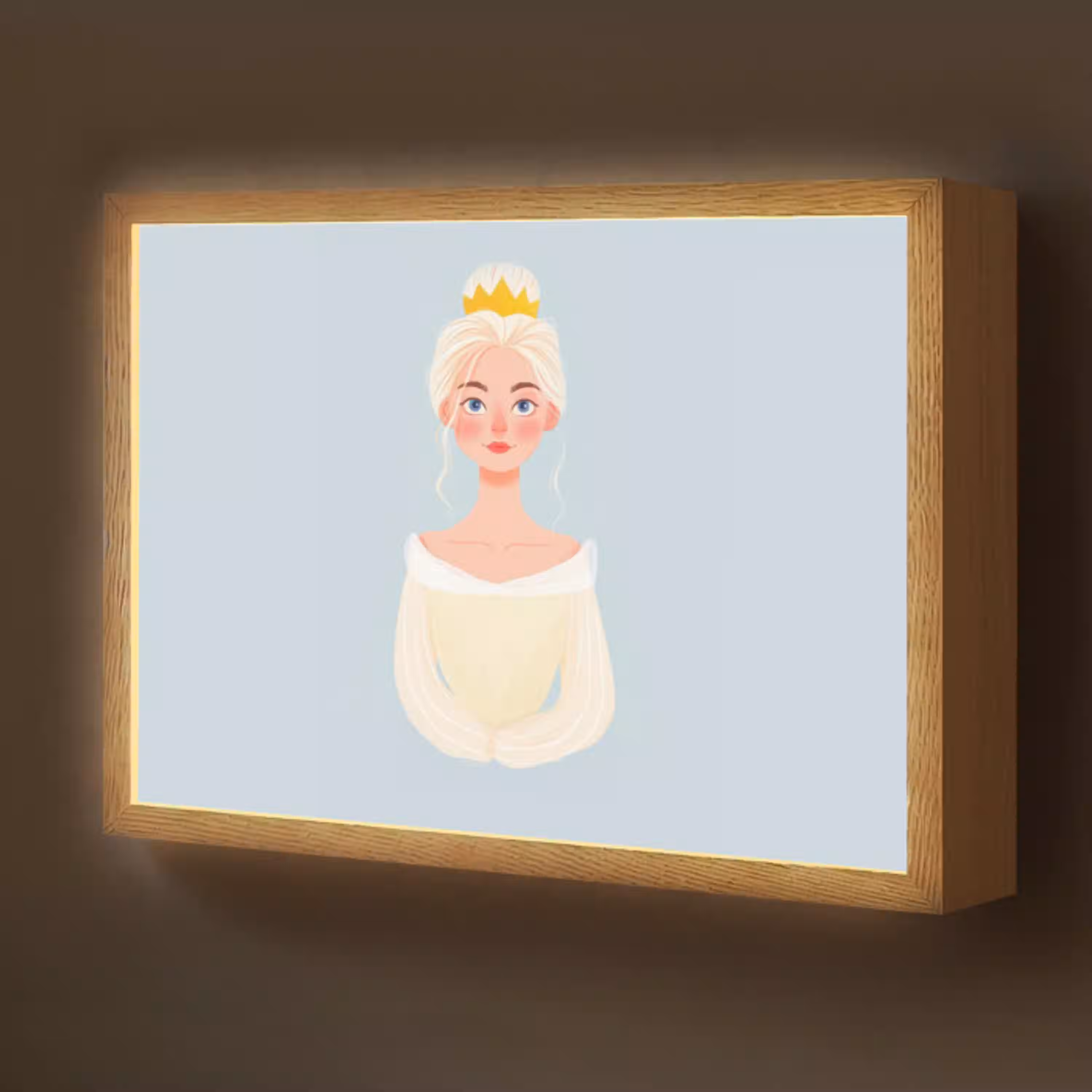 Prinses - Kroon - Blauw Light Box met batterij (Wandlamp kind) middel -z3d_website