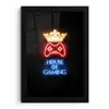 Gaming quotes - Neon - House of gaming - Kroon - Tekst fotolijst zwart zonder passe partout klein -3d
