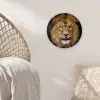 Leeuw - Portret - Zwart - Dieren Wandcirkel kunststof plaat 5mm dik klein -sfeer5