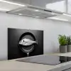 Pan - Vis - Zwart - Wit keuken achterwand spatscherm klein -3d_schuin