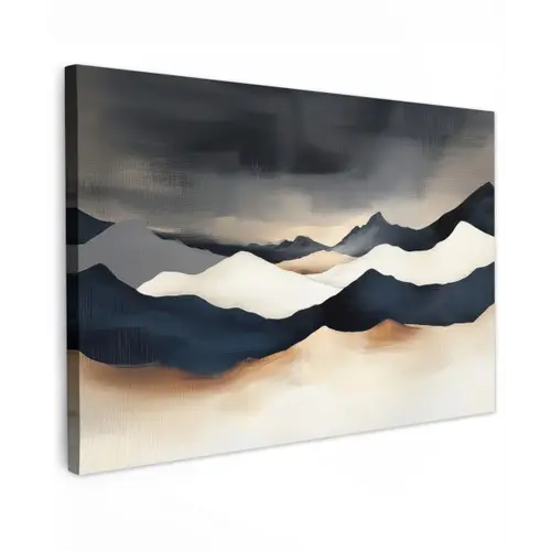 Bergen - Donkerblauw - Landschap canvas 2cm klein -z3d