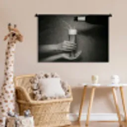 Champagnefles - Glas - Minimalistisch - Spetters Wandkleed katoen middel -wsfeer5_kind