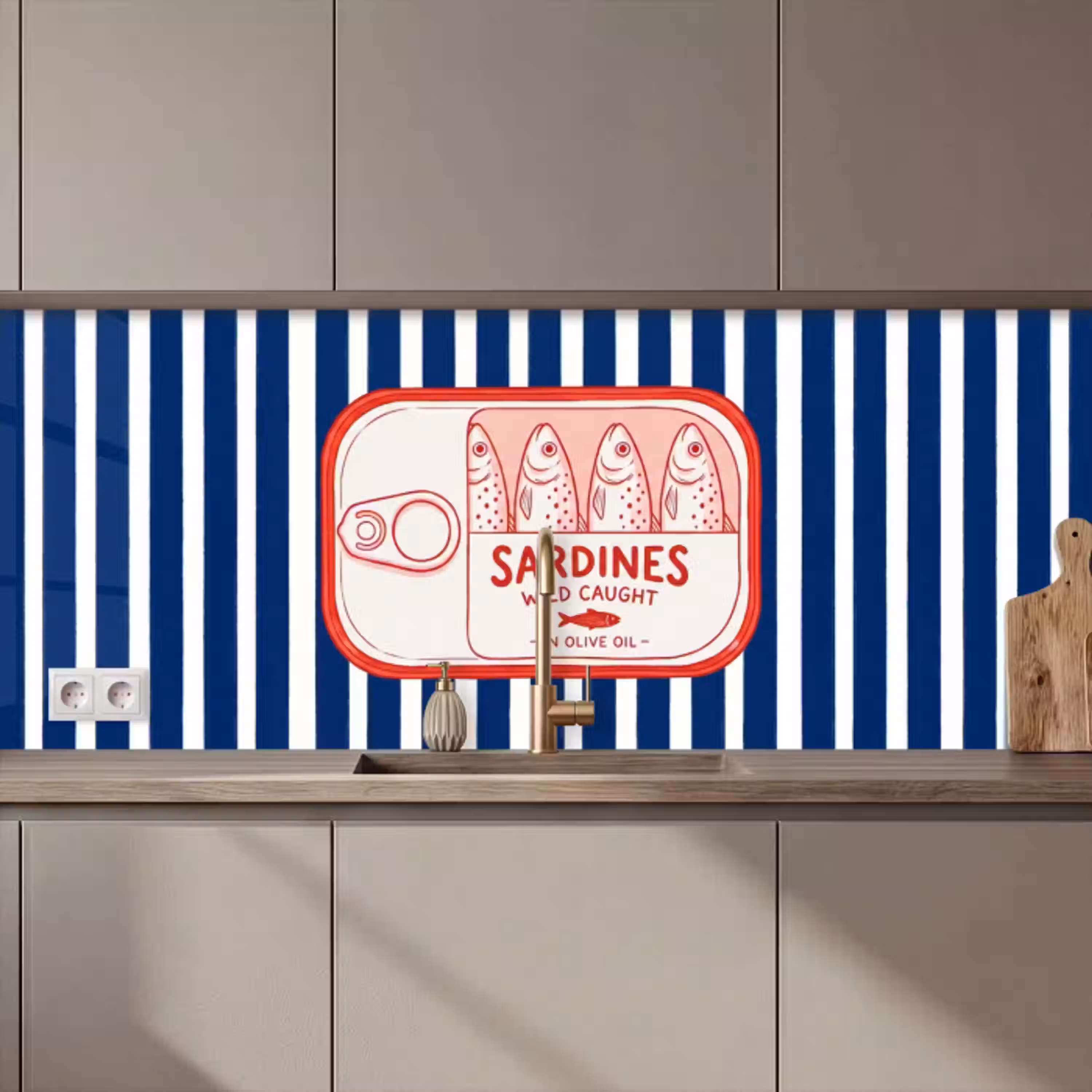 Eten - Vis - Blik - Illustratie - Rood keuken achterwand 2 middel zz_3dshopping